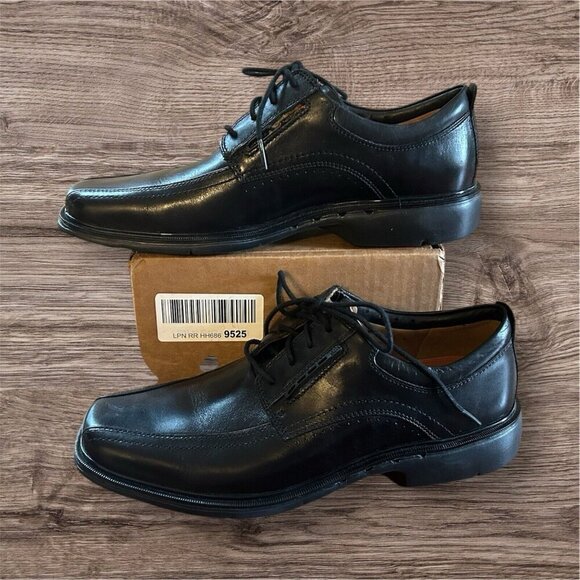 Clarks Mens Unstructured Un Kenneth Oxford Black Lace Up Dess Shoes 10 N DEFECT - Picture 1 of 8